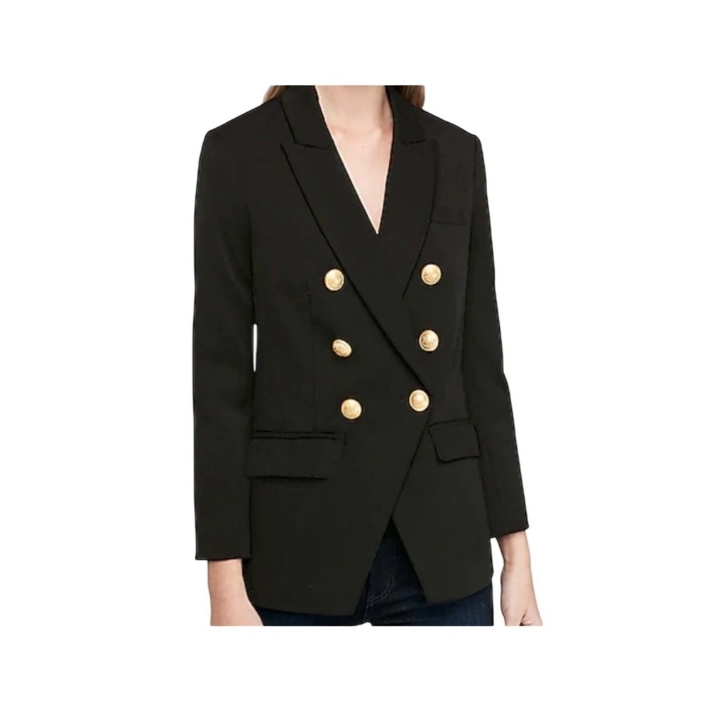 Express NWT Black Double Breasted Blazer Gold Buttons Classic Chic Preppy 14